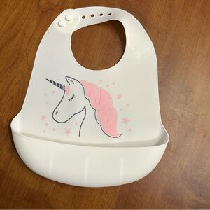 Unicorn Silicone Bib for Kids - White and Pink